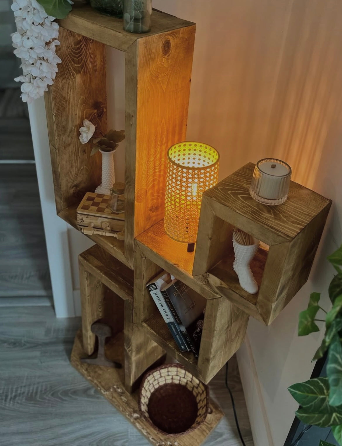 Rustic Wood Standing Shelf