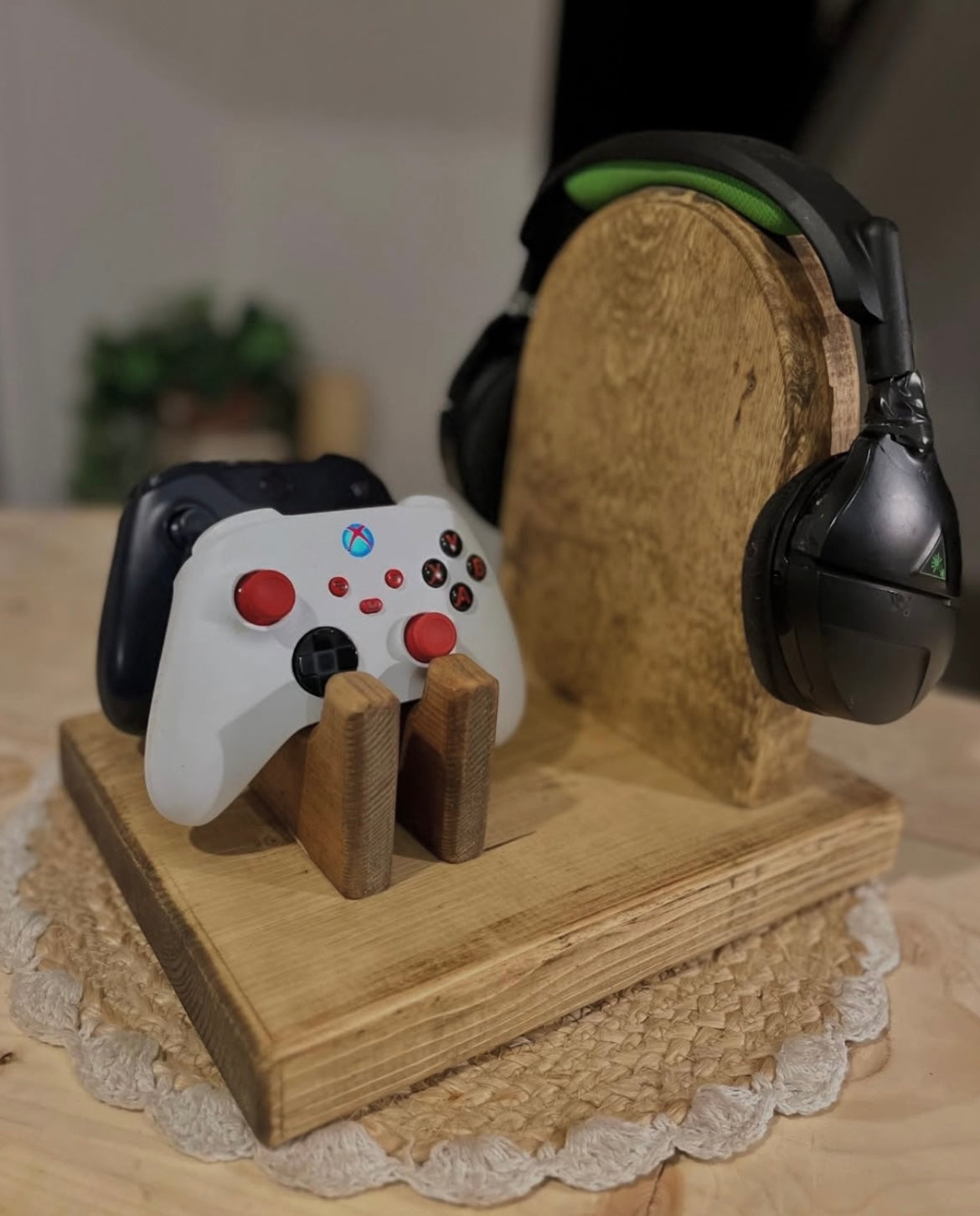 Wooden Headset & Controller Stand