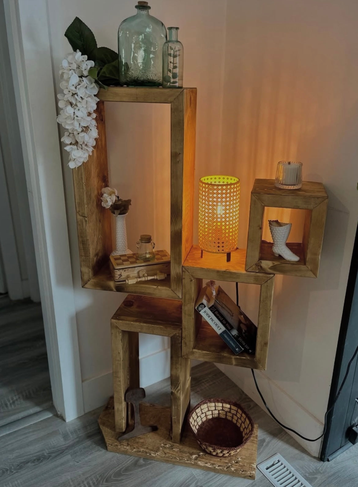 Rustic Wood Standing Shelf